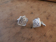Farm Life Collection: Sterling Silver Tobacco Basket Cuff Links