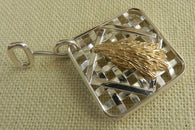 Farm Life Collection: Sterling Silver Tobacco Basket with Solid 14K Gold Hand of Tobacco