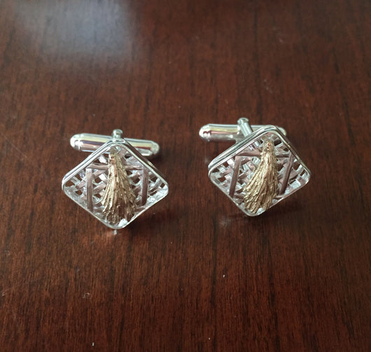 Farm Life Collection - Sterling Cuff Links with 14K Gold Leaves
